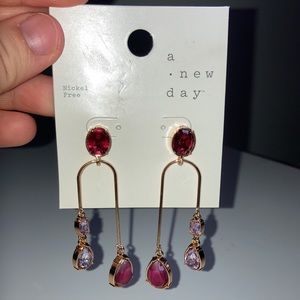 Mixed Stones with Purple Ombre Effect Drop Earring